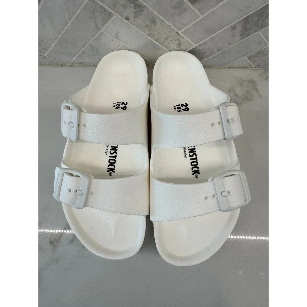 Birkenstock‎ Arizona EVA Sandals Kids Youth Size 11 29 White Double Strap Slides